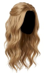 Fototapeta premium Long Wavy Golden Blonde Wig with Natural Shine Isolated 