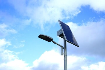 Solar street lamp under a blue sky