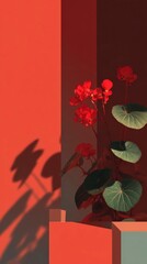 Bright Red Flower Against Bold Colorful Background