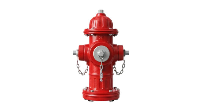 Red fire hydrant isolated PNG on transparent background, emergency equipment for firefighting and water supply