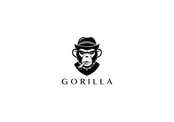 Obraz premium Angry Gorilla, animal, ape, big boss, bow tie, cigar, cigarette, club, esports, fitness, gaming, gorilla, gorilla head, gorilla logo, gym, icon, illustration, King Kong, kingkong, logo design, mascot