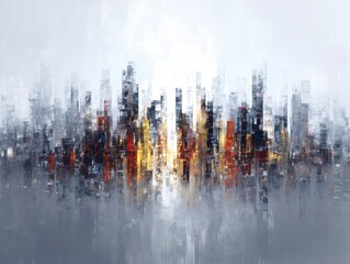 Abstract Urban Landscape with Vibrant Colors and Light