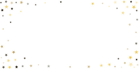 Fototapeta premium Gold stars vector background, Christmas confetti corners isolated on white, flying stars glitter backdrop, sparkle border