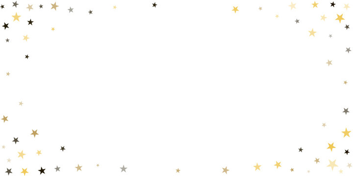 Gold stars vector background, Christmas confetti corners isolated on white, flying stars glitter backdrop, sparkle border