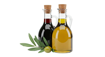 Olive Oil and Balsamic Vinegar Bottles with Olive Branch