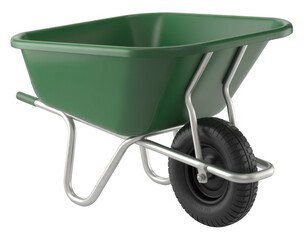 Green Wheelbarrow with Metal Frame isolated on a transparent background