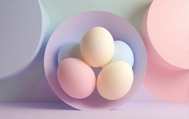 Pastel Colored Eggs on Soft Color Background