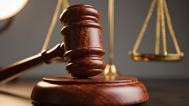 Wooden gavel and scales of justice