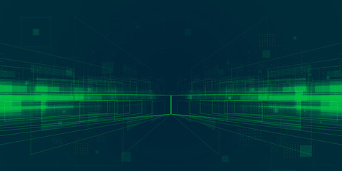 Obraz premium Digital technology and data flow background with geometry environment. Big data and artificial intelligence background concept.