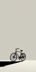 Minimalist Bicycle with Long Shadow on Plain Background