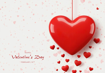 Large Hanging Heart with Scattered Hearts on Textured Background valentine's day love