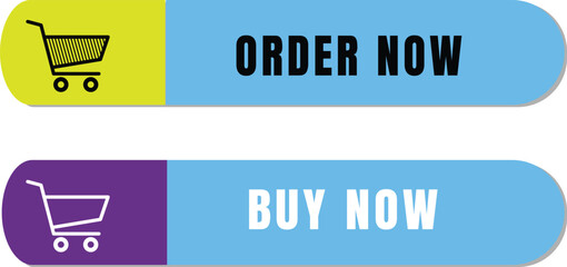 Modern e-commerce Call to Action Buttons Order Now and Buy Now with Shopping Cart Icon
