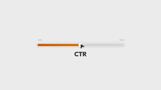 Smooth 4k animation of ctr progress bar moving from minimum to maximum for business analytics and digital marketing presentations