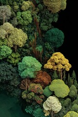 Lush Forest Landscape with Various Tree Types