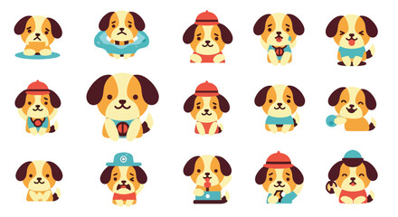 Fototapeta premium Set of Cute Dog Cartoon Characters