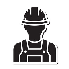 
"Construction Worker Silhouette Icon &ndash; Hard Hat Safety Symbol"
