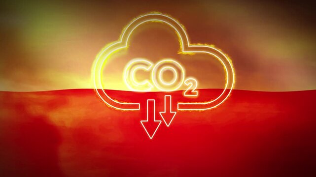 4k animation highlighting co2 emissions reduction with glowing clouds and arrows to emphasize climate change solutions and environmental awareness
