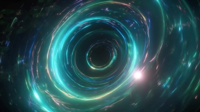 Abstract 4K cinematic stock video entangled quantum particles moving circular circuits, energy pulses flowing along glowing connection lines, sparks holographic flares intersections, neon cyan magenta