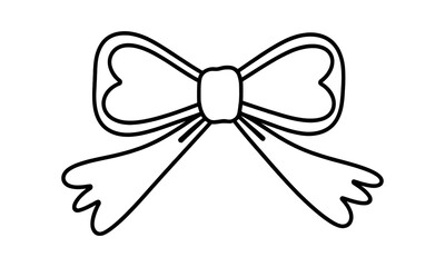 Simple and modern concept Heart Ribbon Bow Outline Coloring Page For Kids Adults, Classic Ribbon Bow Silhouette Vector Art, decoration bow tie ribbon, bow black silhouette ribbon knot