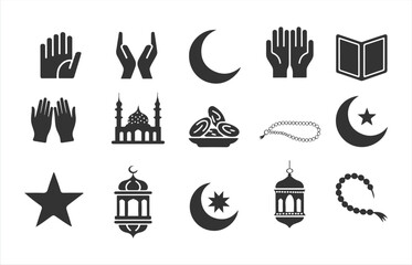 Islamic Icons Collection: Prayer, Moon, Mosque, Dates, Rosary Beads, Star, Lanterns