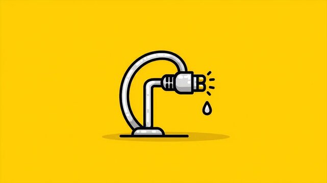 Animated illustration of a dripping faucet on vibrant yellow background