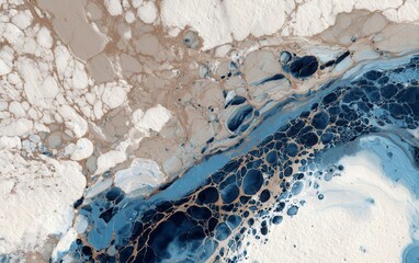 Abstract Blue and Beige Fluid Art Background Texture