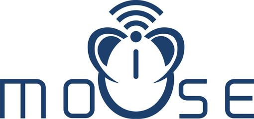 Modern Mouse Tech Logo - Blue Wireless Connectivity Icon