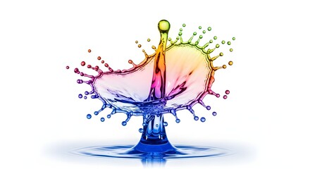 splash of colorful water liquid isolated on solid white background