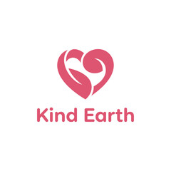 Minimalist heart shape with integrated leaf icon logo for eco-friendly non-profit or organic wellness brand identity for Kind Earth