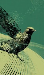 Artistic Illustration of Bird with Abstract Background