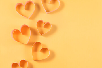 Composition for Valentine's Day with paper hearts