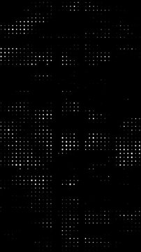 Randomly glowing dots. White dots on black background. Halftone texture animation. Bussines data and technology video effect.