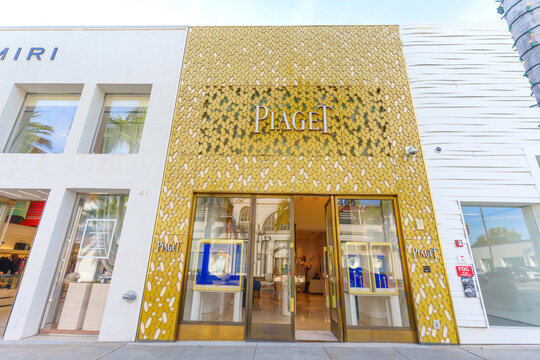 Beverly Hills, California - January 21, 2026: Piaget and Amiri Luxury Stores on Rodeo Drive