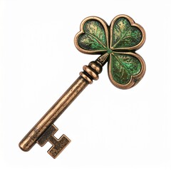 Antique Bronze Key with Shamrock Charm.