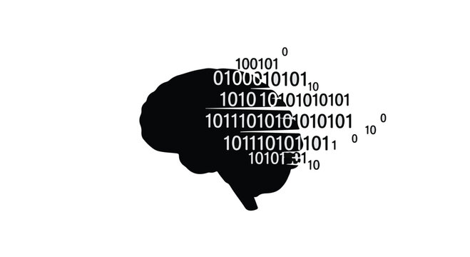 Digital brain with binary code representing artificial intelligence