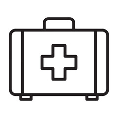 Obraz premium A medical professional carries a first aid kit for emergencies silhouette vector outline icon use as a symbol, web graphic design, and infographic icon
