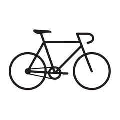Fototapeta premium A minimalist illustration of a bicycle in silhouette against a white background vector outline icon use as a symbol, web graphic design, and infographic icon