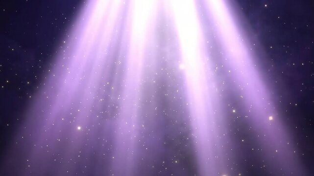 Cosmic rays illuminate the starry night sky with vibrant purple light from above