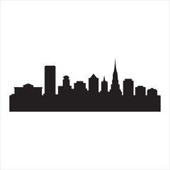 Fototapeta premium Baltimore Skyline Silhouette Vector Illustration with City Name on Transparent Backdrop