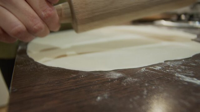 Pierogi dumplings preparation with dough and filling