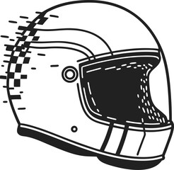 Racing helmet with checkered flag design and motion lines symbolizing speed and motorsport safety