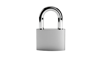 Naklejka premium Shiny silver padlock security isolated on a transparent background