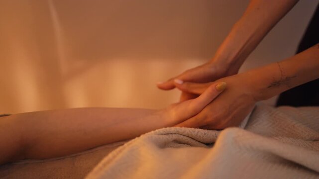 Soothing forearm massage session, Calming forearm therapy emphasizing circulation and stress reduction