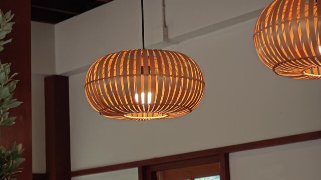 Weave hanging lamp. Rattan lamp.