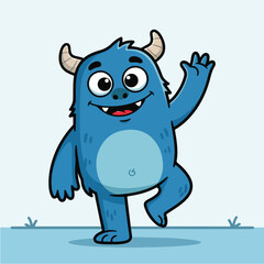 Obraz premium monster character cartoon blue friendly