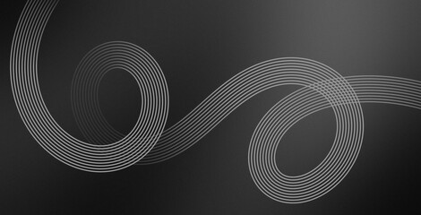 Retro monochromatic black and grey wave loop abstract gradient banner background