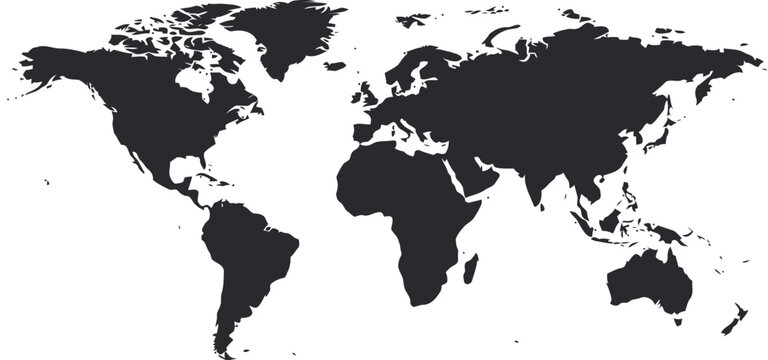 Global map silhouette on white background
