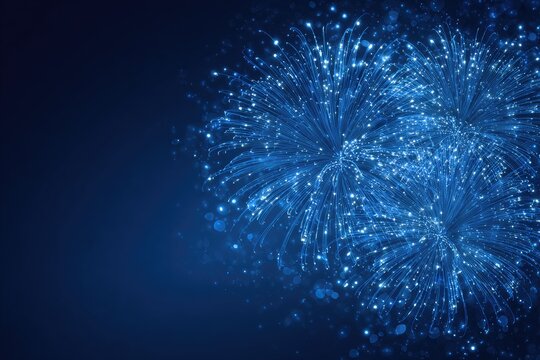 Abstract illustration with radiant blue explosions on a dark, graduated background