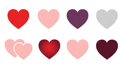 Colorful Heart Shapes Collection Isolated on White Background