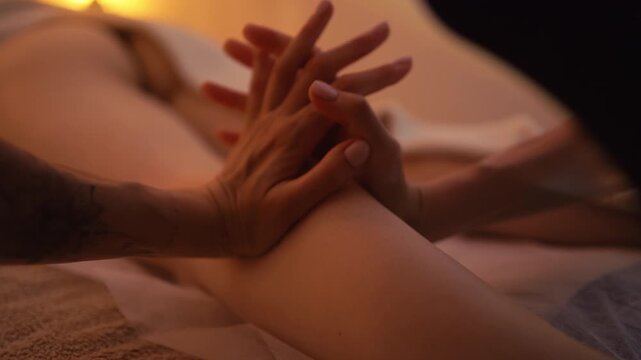 Soothing lymphatic drainage technique focusing on delicate inner thigh strokes and detoxifying effects